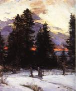 Abram Arkhipov Sunset on a Winter Landscape USA oil painting artist